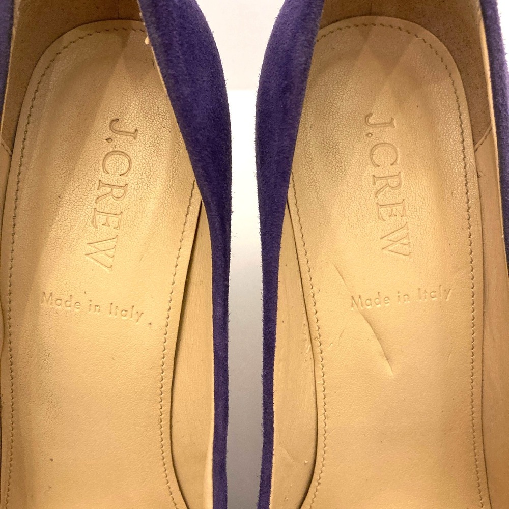 J. Crew Suede Pumps Purple Leather Womens 8.5 Stiletto Round Toe‎ Made Italy - Picture 5 of 11
